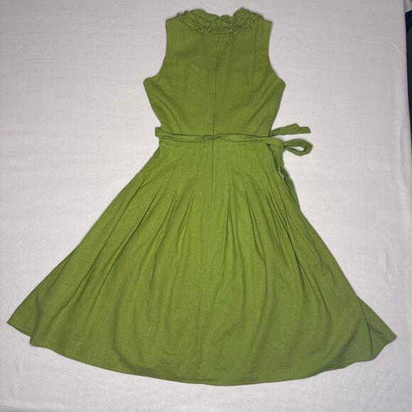 Green Ruffle Jessica Howard Linen Dress - Picture 2 of 7